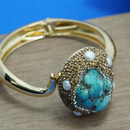 Natural Stone &amp; Pearl Pest Bracelet ANG767/6Pest