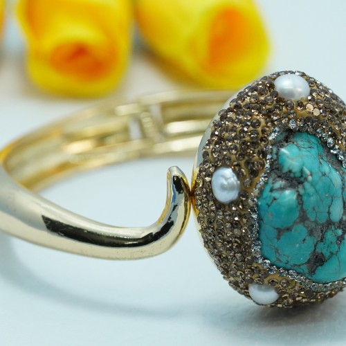 Natural Stone &amp; Pearl Pest Bracelet ANG767/6Pest