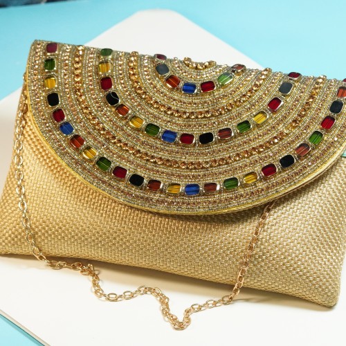 Golden Embellished Multi-Stone Party Bag LP2165/1