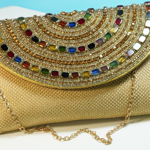 Golden Embellished Multi-Stone Party Bag LP2165/1