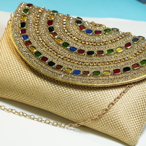 Golden Embellished Multi-Stone Party Bag LP2165/1
