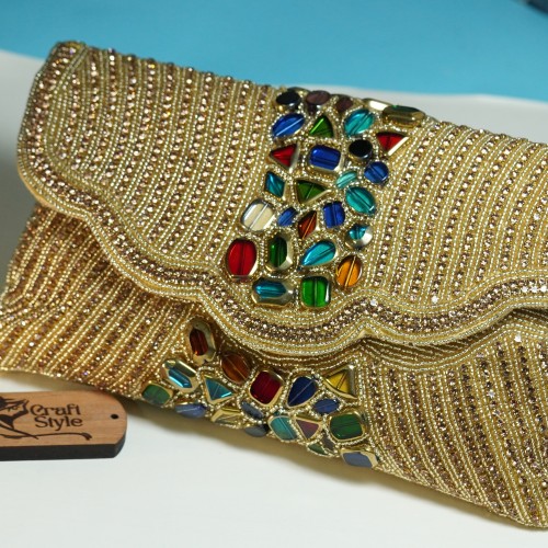 Golden Embellished Multi-Stone Party Bag LP2165/2
