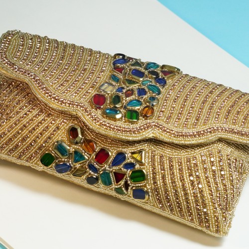 Golden Embellished Multi-Stone Party Bag LP2165/2