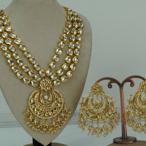 Antique Kundan Layered Necklace Set with Meenakari