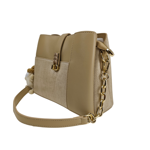 Elegant Beige Top Handle Handbag 4 Light