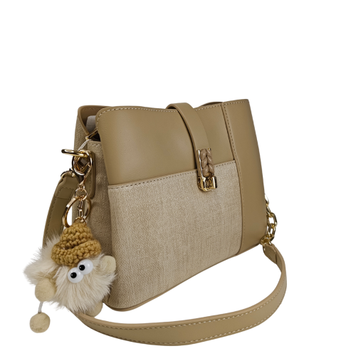 Elegant Beige Top Handle Handbag 4 Light