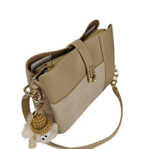 Elegant Beige Top Handle Handbag 4 Light