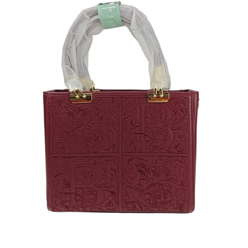 Craft Style Luxury Embossed Top Handle Maroon Handbag