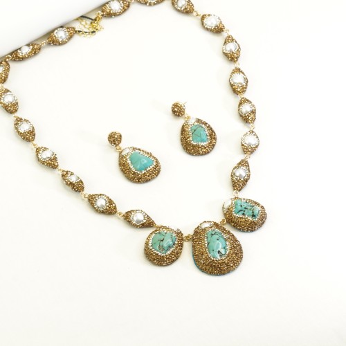 Natural Stone Pearl Necklace Set ANG767/6Pest