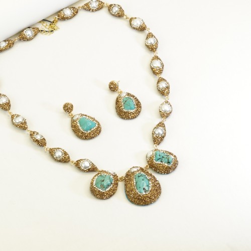 Natural Stone Pearl Necklace Set ANG767/6Pest