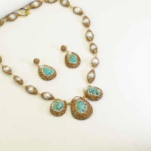 Natural Stone Pearl Necklace Set ANG767/6Pest