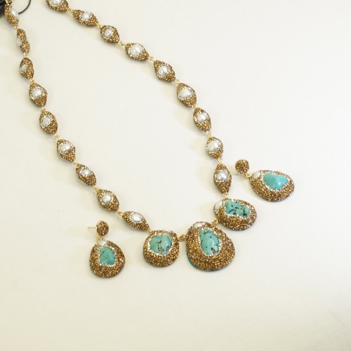 Natural Stone Pearl Necklace Set ANG767/6Pest