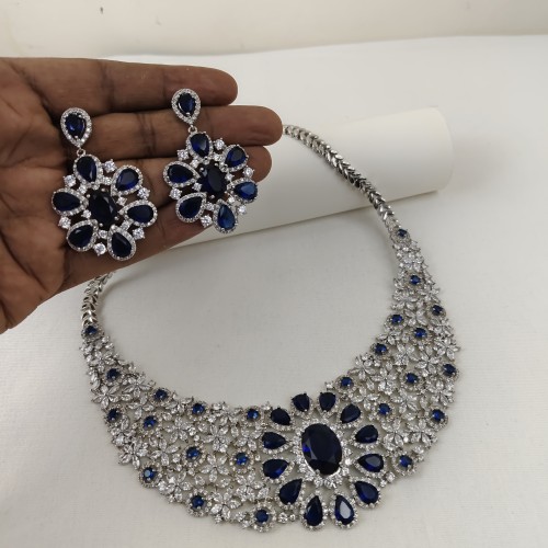 Blue Stone Diamond Cut Necklace YMC1033/10