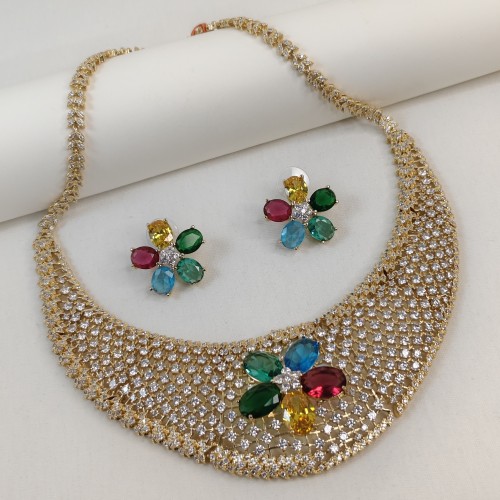 Colorful Diamond Cut Necklace YMC1033/12