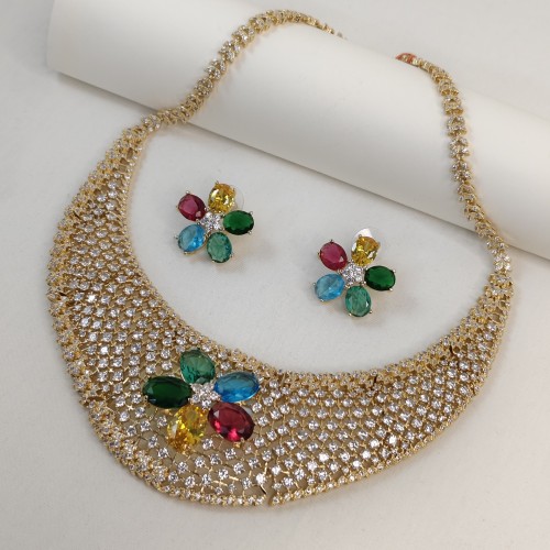 Colorful Diamond Cut Necklace YMC1033/12