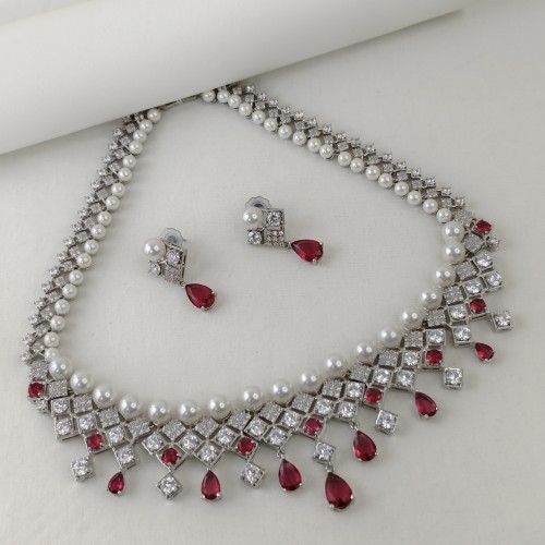 Pearl Bead Diamond Cut Necklace YMC1033/9