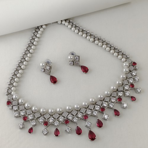 Pearl Bead Diamond Cut Necklace YMC1033/9