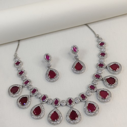 Diamond Cuts Necklace Set/Ex-1-H20607-3A-1750-Golden