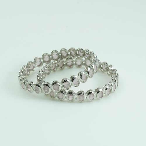 Premium Stone Studded Bangle Silver