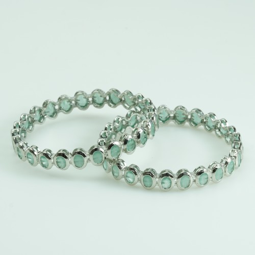 Premium Stone Studded Bangle Silver