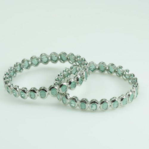 Premium Stone Studded Bangle Silver