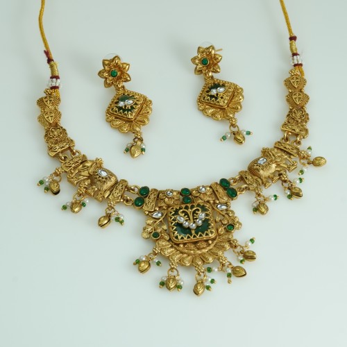 Antique South Indian Green Choker Set B