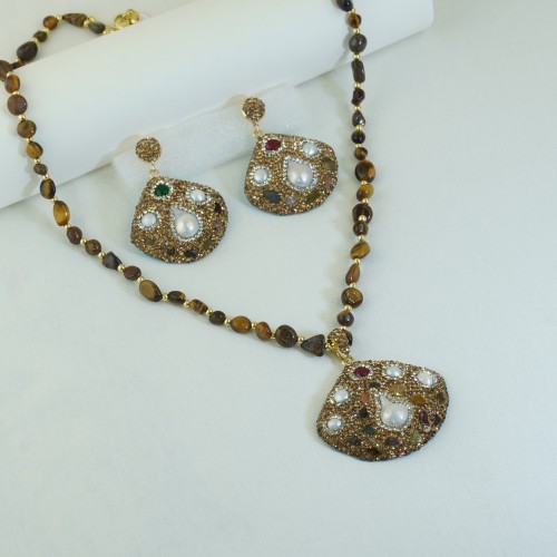 Natural Pearl &amp; Stone Necklace