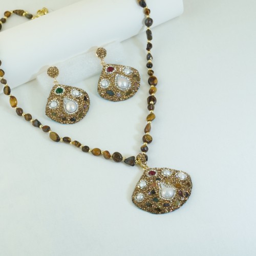 Natural Pearl &amp; Stone Necklace