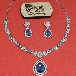 Diamond Cuts Necklace Set/Ex-1-H20607-3-1750-Blue