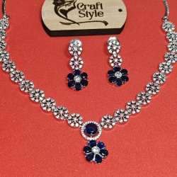 Diamond Cuts Necklace Set/Ex-1-GM9197-10-1650-Blue