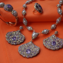 Natural Stone Necklace Set ANG767/6/Lavender2