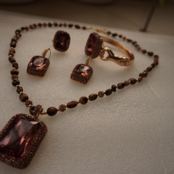 Natural Stone Necklace Set ANG767/7/Coffee
