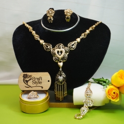 Floral Gold-Toned Jewelry Set 4 Pieces XupingA17
