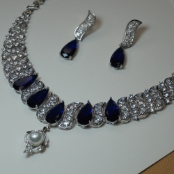 Blue Drops Diamond Cut Necklace YMC1033/6-1