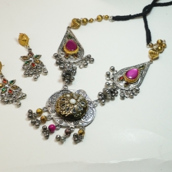 Oxidize Pink Necklace Set K68/2