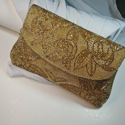 Traditional Gold Beaded Clutch – Bridal &amp; Party Handbag LP2165/2