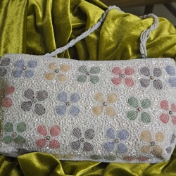 Pastel Floral Beaded Clutch – Handmade Party Purse LP2165/5