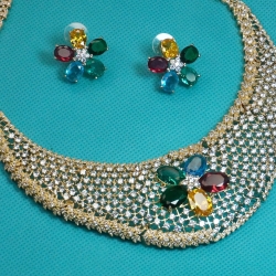 Colorful Diamond Cut Necklace YMC1033/12