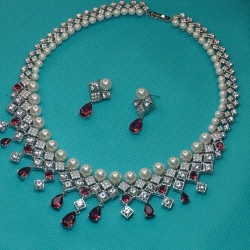 Pearl Bead Diamond Cut Necklace YMC1033/9