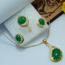 Elegant Green Locket Jewelry Set SJF1477/8