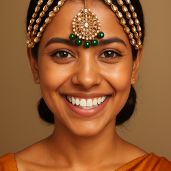 Sita Pati Green Three-Layer Bridal Maang Tikly/H23467/12