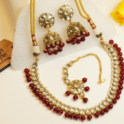 Royal Maroon Kundan Choker Set H23469/1