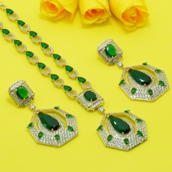 Green Stone Diamond Cut Necklace YMC1033/8