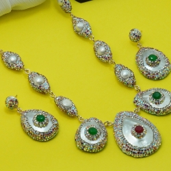 Pearl Natural Stone Necklace Set ANG767/6/Ruby