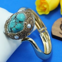 Natural Stone &amp; Pearl Pest Bracelet ANG767/6Pest