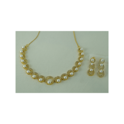Pearl Circle Necklace Set with Crystal Halo