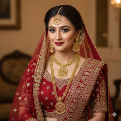 Indian Traditional Gold Beaded Long Necklace Set