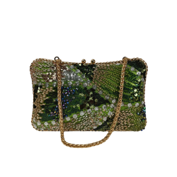 Elegant Beaded Sequin Party Green Clutch – Craft Style