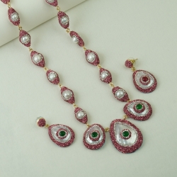 Natural Stone Necklace Set ANG767/6PINK