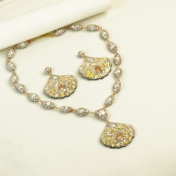Natural Stone Necklace Set ANG767/6YELLOW